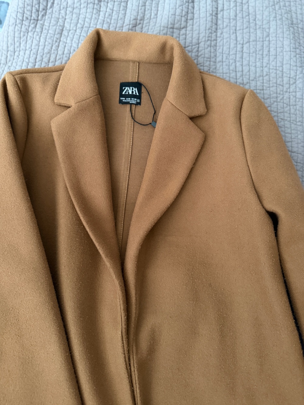 ZARA Camel Single-Breasted Trench Coat